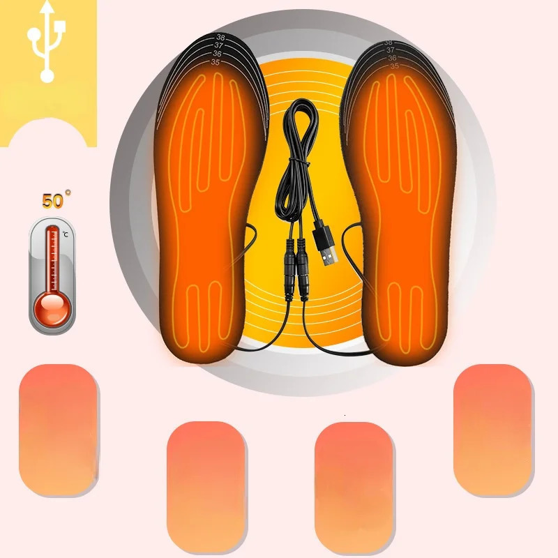 USB Rechargeable Heated Insoles Size 35-46 DIY Customizable Electric Heated Shoes Pad for Outdoor Skiing Winter Foot Warmers 241010