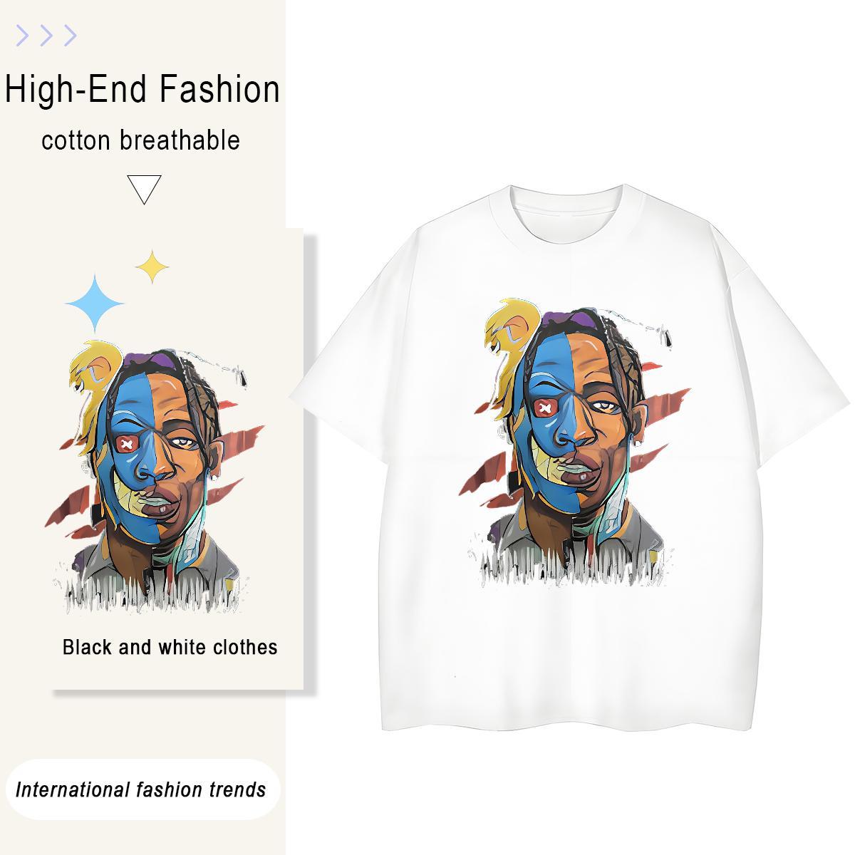 Stylist T-Shirts for Women 100% Cotton 230g Crew Neck Breathable Casual Sport portrait Tshirt for Man Woman Lady Plus Size Custom Top Shirts