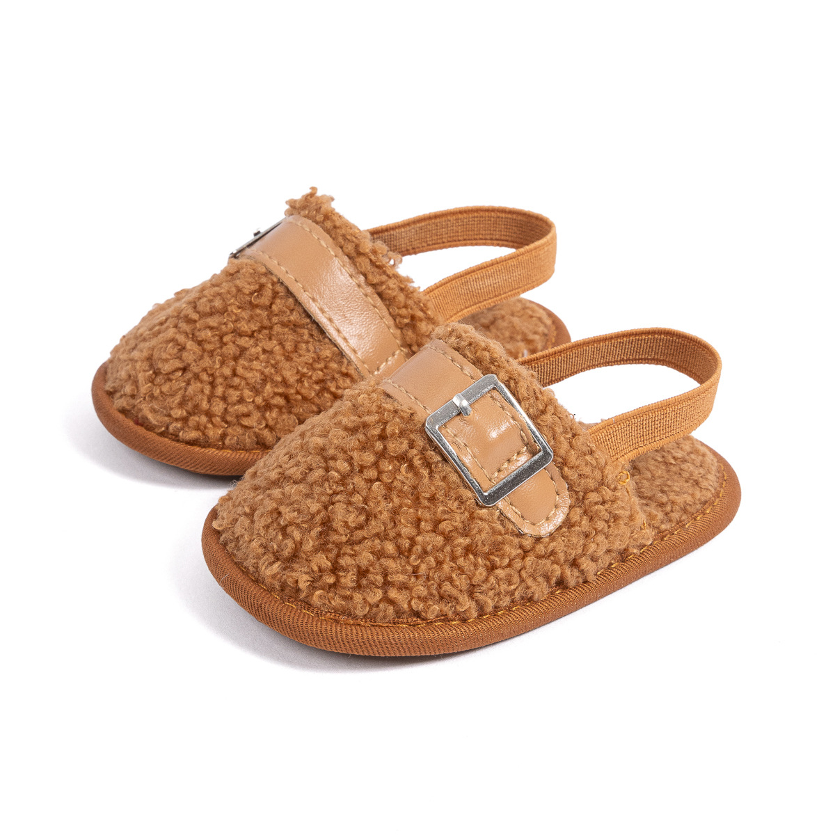 Fluffy Baby Slides Slippers Soft Plush Warm Hoop and Loop Elastic Band House Shoes for Toddlers Infant Winter House Home Indoor cutefeet Slipper Shoes