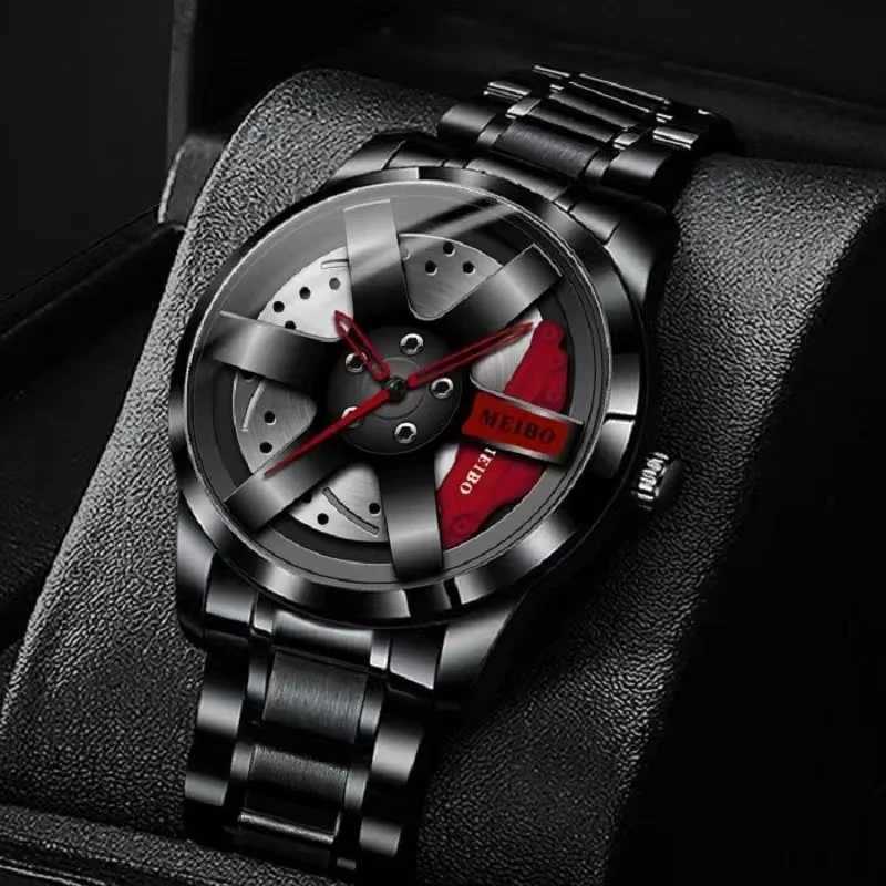 Fashion Mens Car Wheel Watches Luxury Stainless Steel Waterproof Watch for Men Quartz Wrist Watches Male Clock relogio masculinoX241010