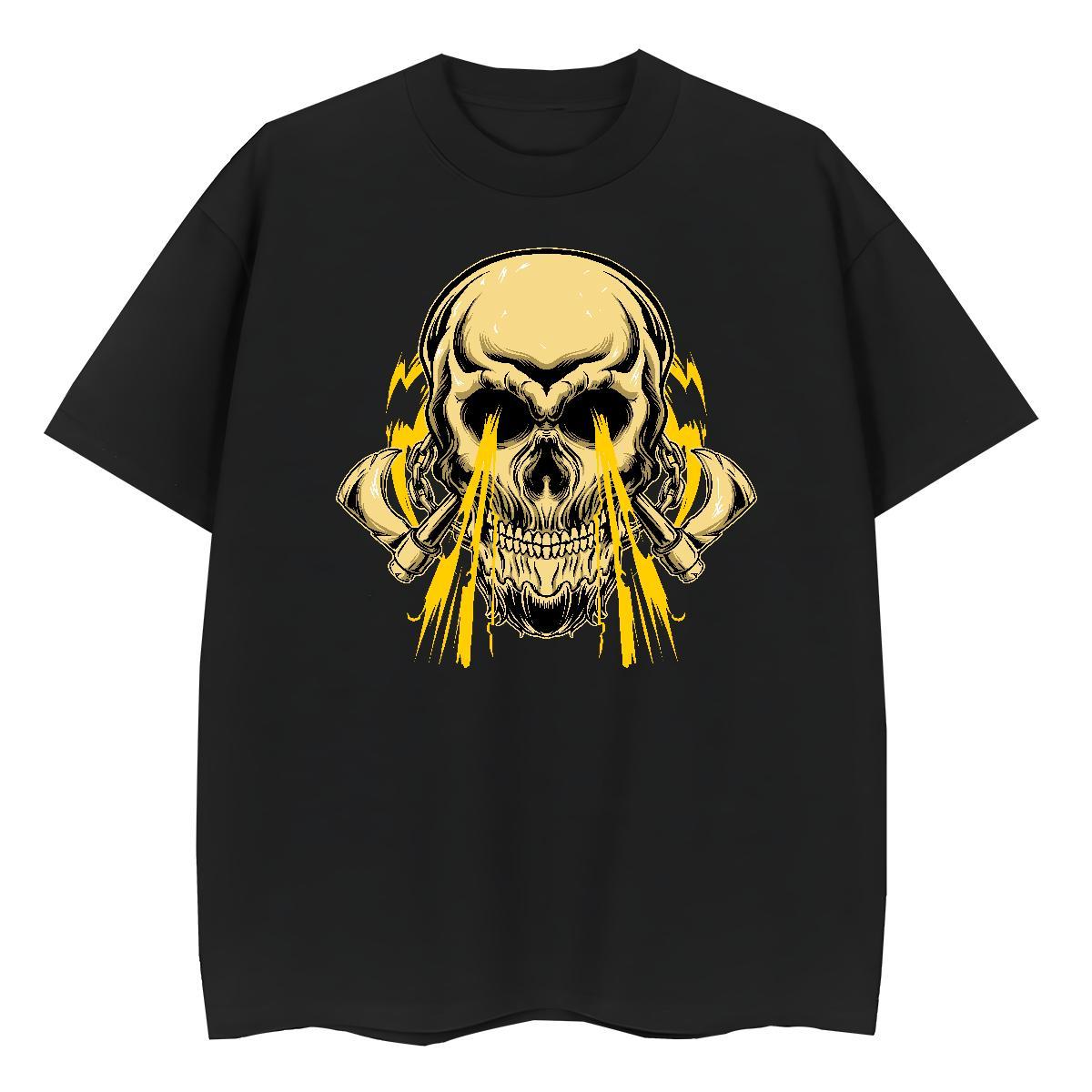 Stylist T-Shirts 100% Cotton 230g Breathable Crew Neck High Street Hip Hop skull Couples T Shirts Loose Anime Oversized Tshirts