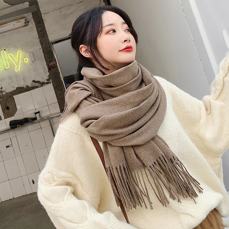 VISROVER 20 colors woman winter scarf fashion female shawls cashmere handfeeling winter wraps solid color winter hijab Gift 241009