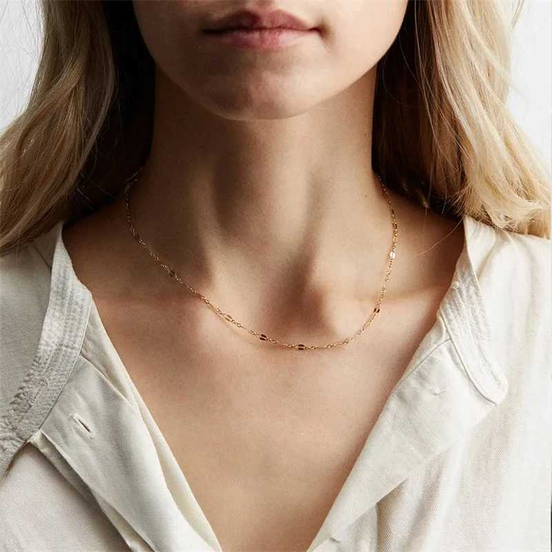 Stainless steel jewelry womens necklace golden fashionable lip chain choker collier acier inoxydables femme 99cents items giftX241009