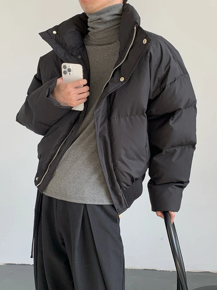 Short Parkas mens retro chic street fashion minimalism Korean autumn basic unisex jacket rack collar Gothic 241007