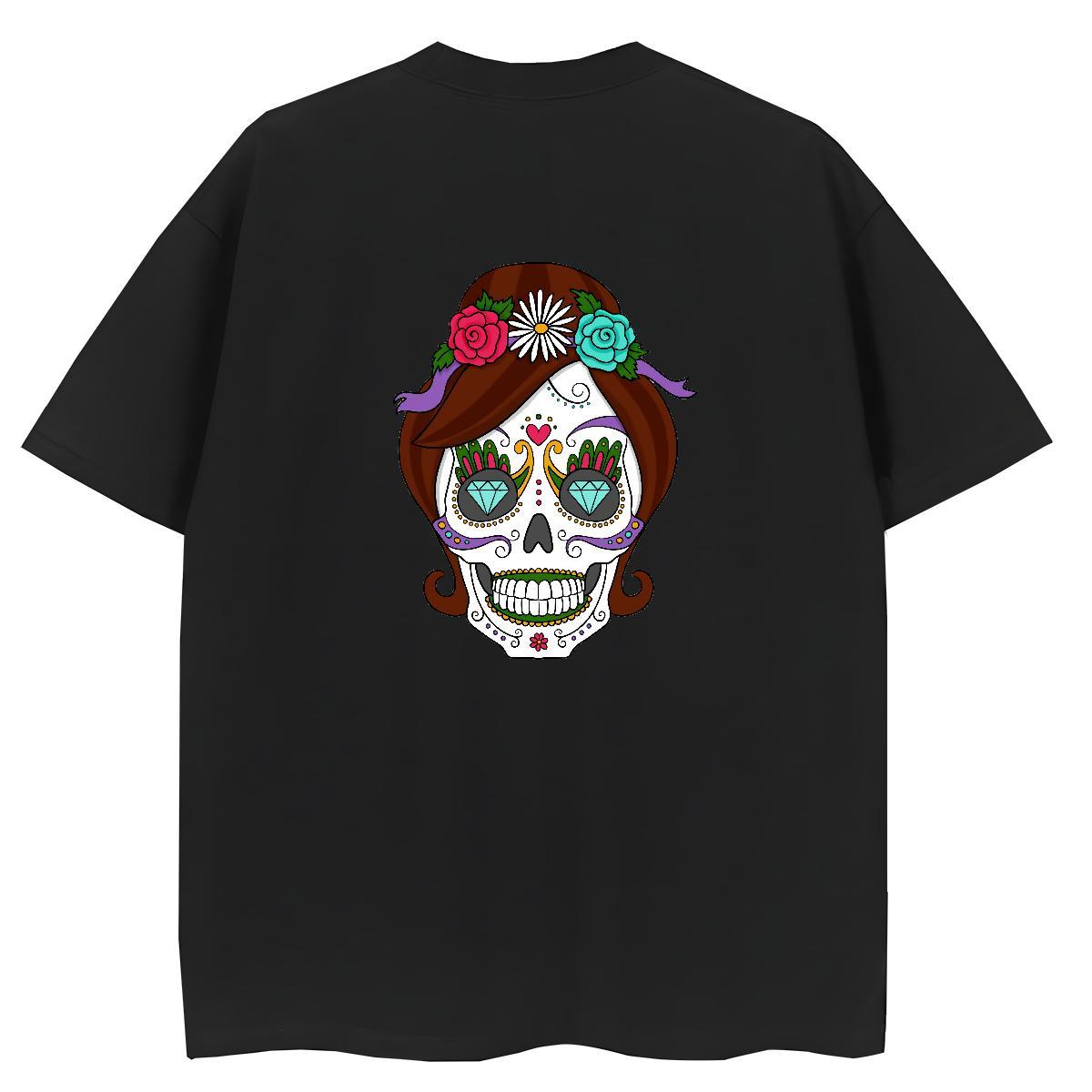 2024 T-Shirts 230g Cotton Breathable Crew Neck Daily Outfit skull Lady T shirt High quality DIY Printed Wear