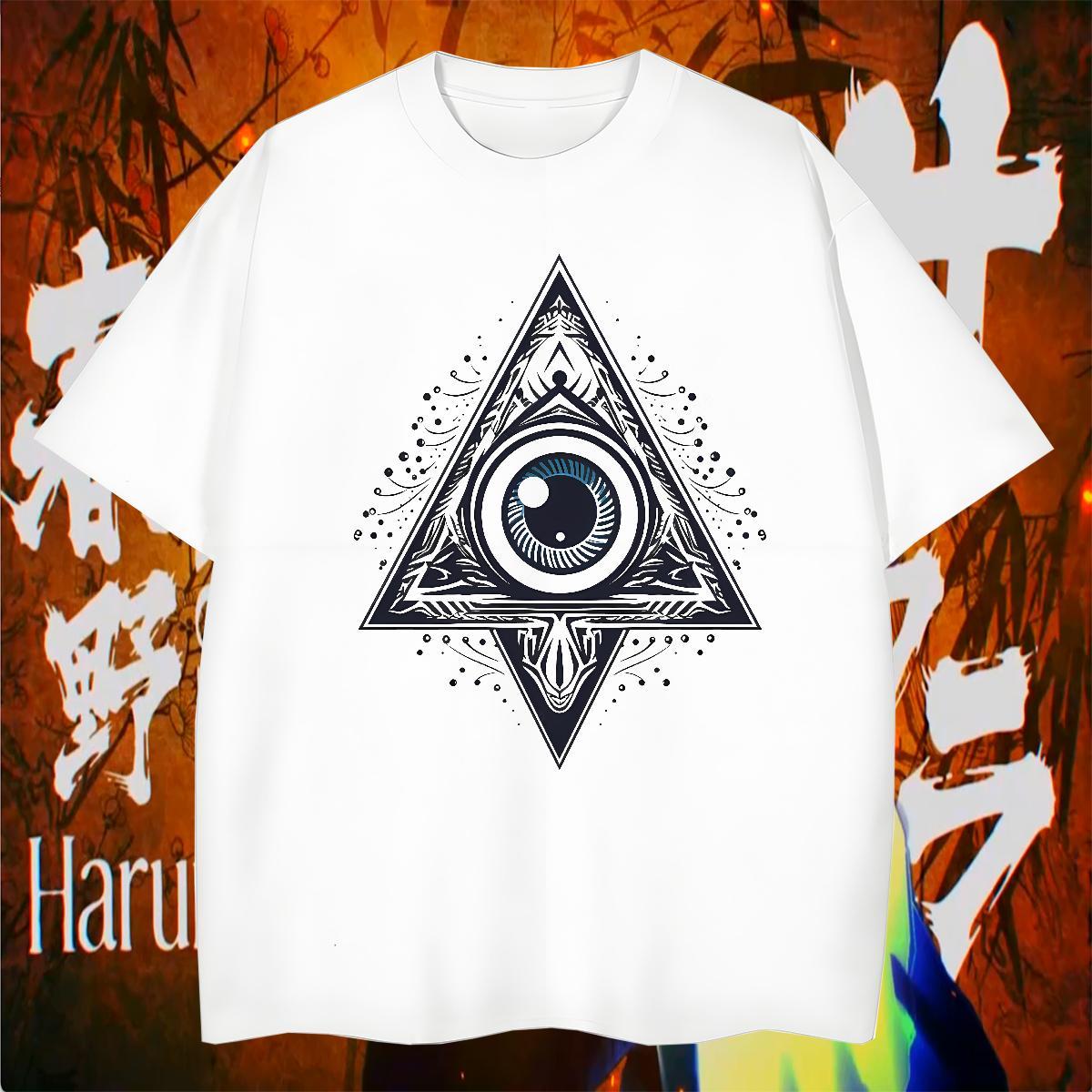 TOP Quality T Shirts Men 230g 100% Cotton eye of the devil Hip Hop DIY Printed Breathable Short Sleeve Men Tees Fashion Casual Tee Shirt