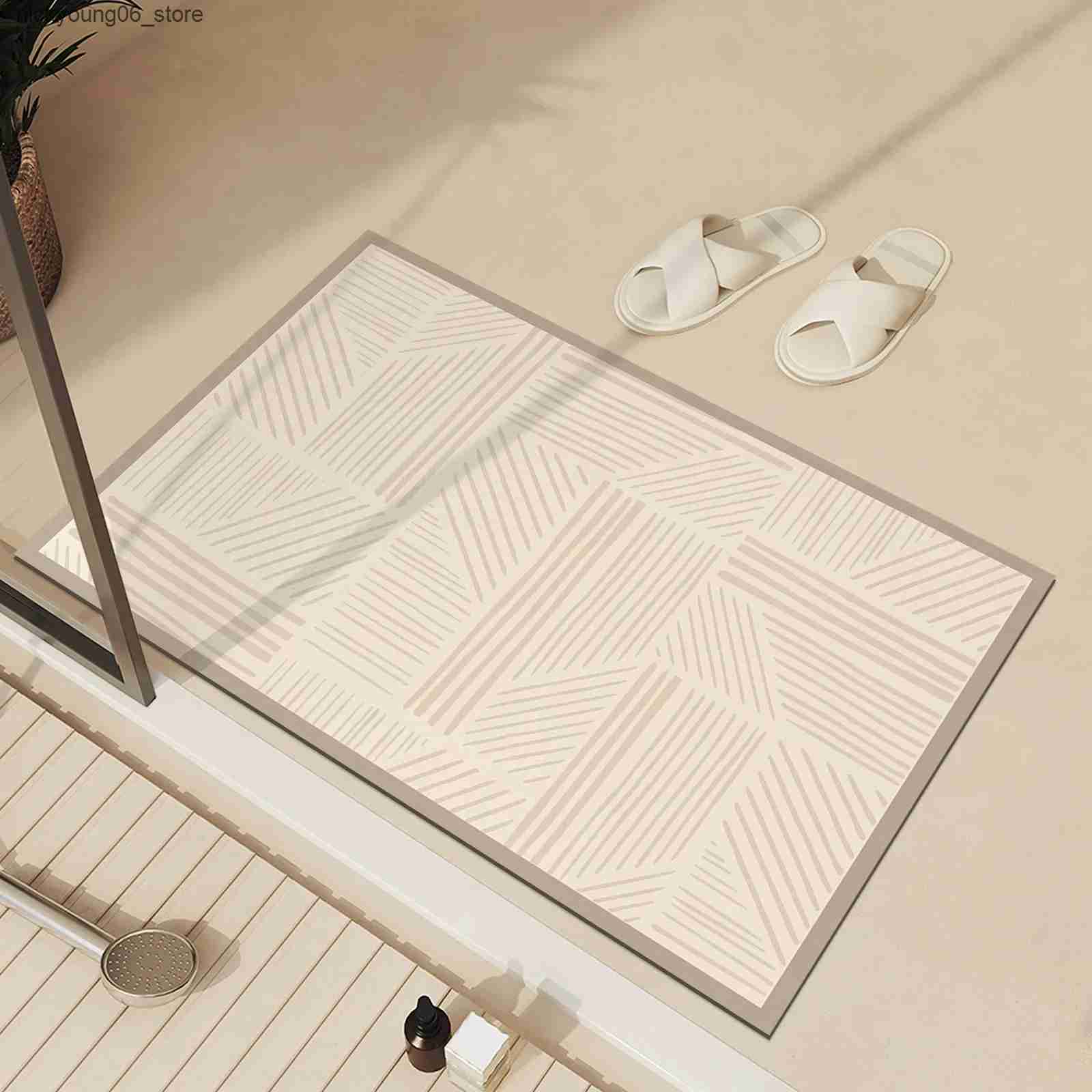 Non-Slip Bath Mats Luxury Diatomite Bath Mats Bathroom Anti Slip Foot Mat Super Absorbent Quick Dry Bathtube Carpet Toilet Rug Doormat Washable L24091