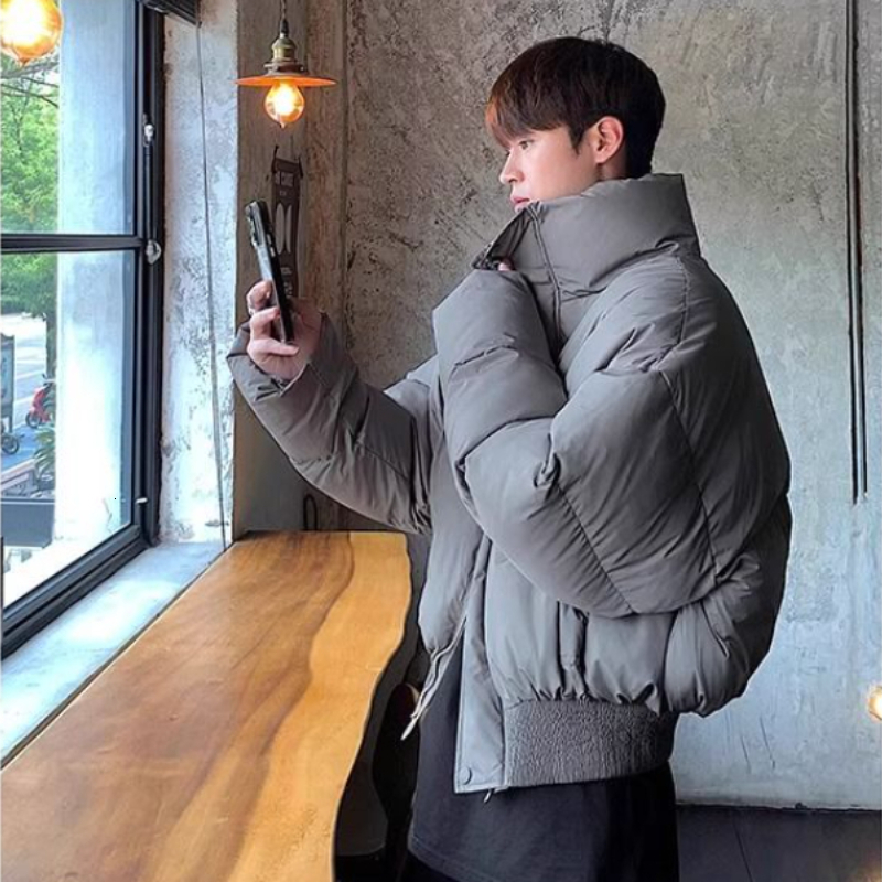 Short Stand-Collar Padded Autumn Winter Loose Versatile Trendy Men's Jacket Korean Style High-End Personalized Parkas