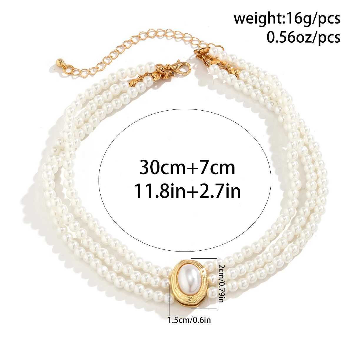 PuRui Elegant Imitation Pearl Necklace Multi-layer Handmade Strand Beads Natural Stone Choker Women Jewelry Neck Chain Party NewX241009