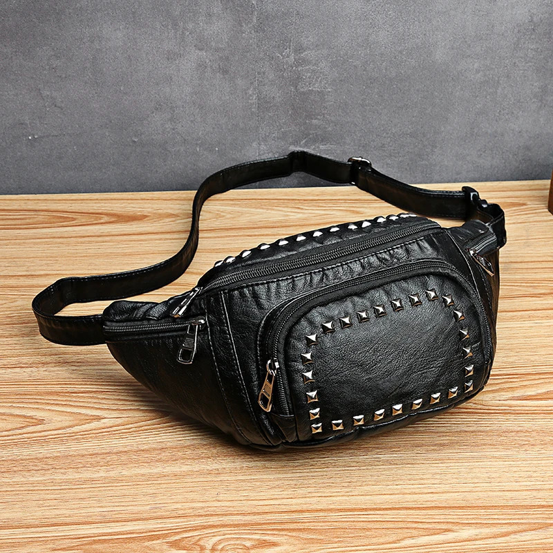 Annmouler Large Capacity Waist Bag for Women Fanny Pack Pu Leather Chest Bag for Women Soft Belt Bag 241008
