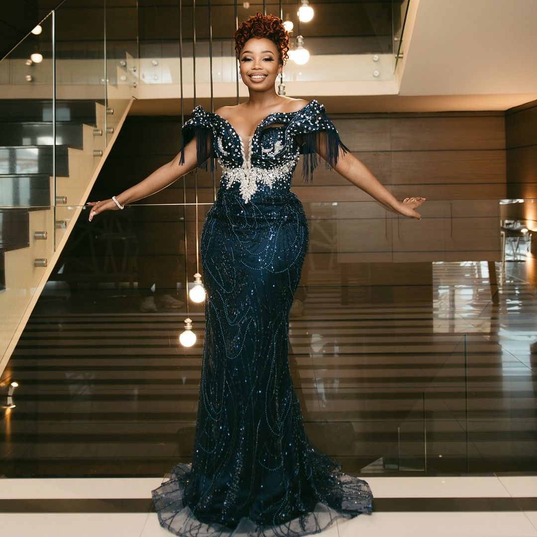 Aso Ebi 2024 Black Mermaid Prom Dresses Sequined Lace Rhinestones Tassels Evening Formal Party Second Reception Birthday Gowns Dress For Special Occas