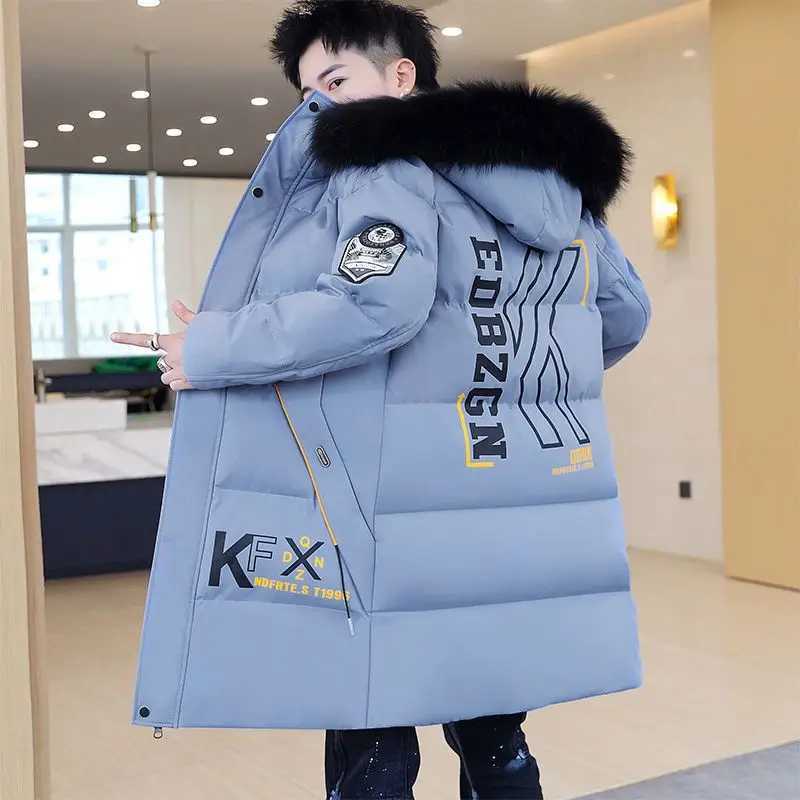 Men's Down Parkas Winter New Men Down Cotton-Padded Coat Male Trend Hooded Slim Fit Long Cold Proof Parkas Tn Fashion Casual Thick Warm Outwear Y