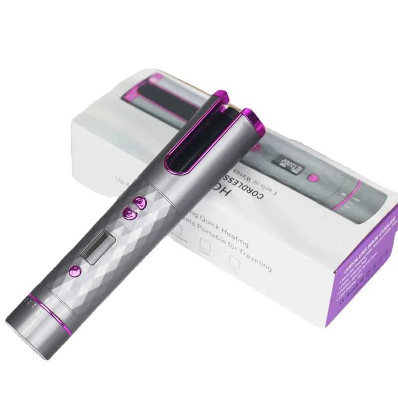Fast Hair Curlers Cordless Automatic Hair Curler Iron USB LCD Display Wireless Ceramic Rotating Curling Iron ToolsXJ241010