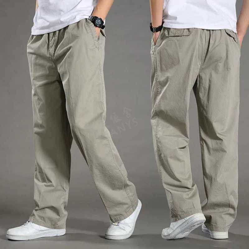 Spring and Autumn Thin Mens Casual Pants Extra Large Loose Middle aged and Elderly Mens Pure Cotton Straight Pants W241009