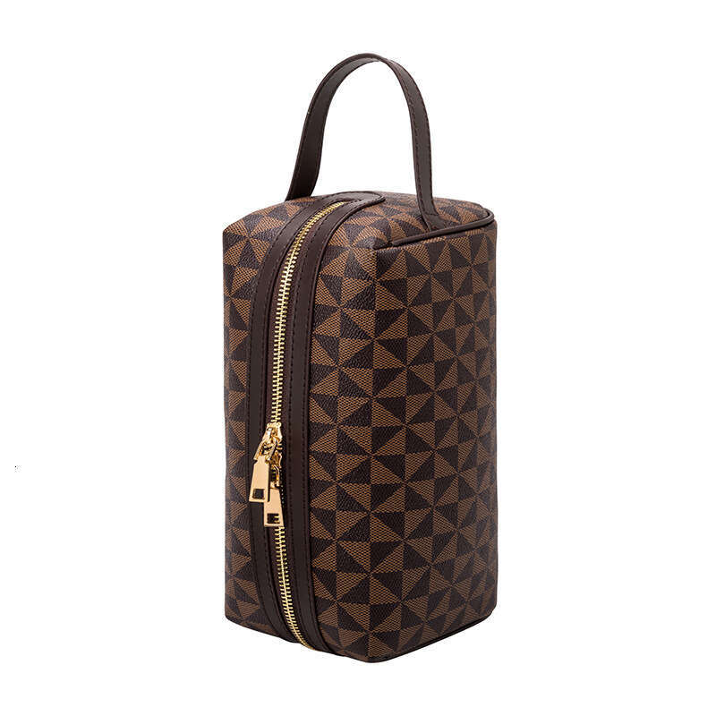 Makeup large capacity, portable, simple printed storage men's and women's cylindrical bag, hand-held bag