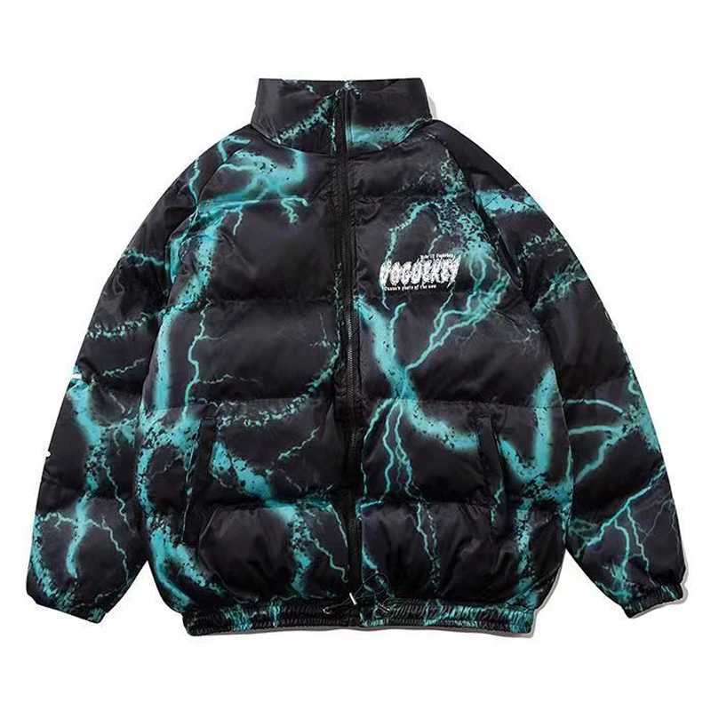 Men's Down Parkas Open collar floral print mens down jacket casual high-quality park hip-hop double-sided clothing 2024 winter jacket mens clothi