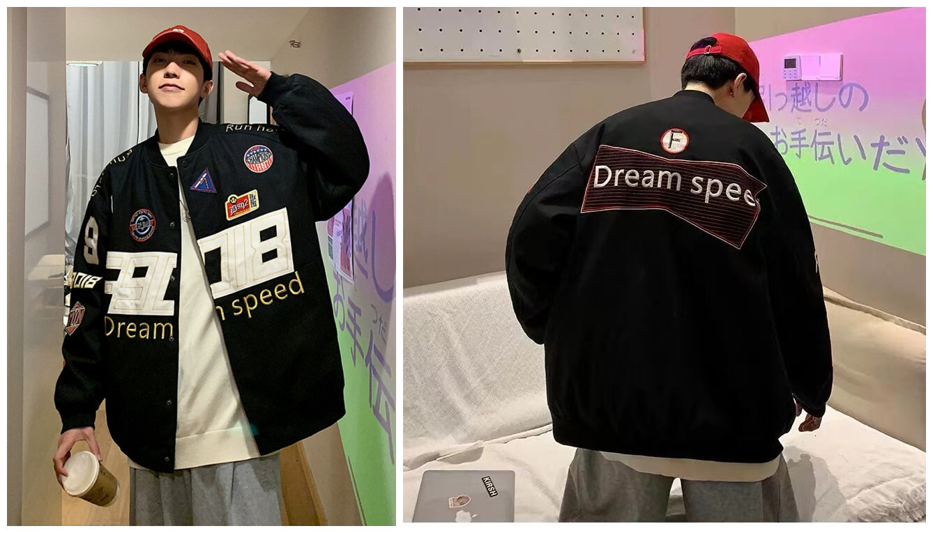 Men's and women's spring clothing, high street heavy industry embroidery splicing, baseball jacket, men's and women's hip-hop loos