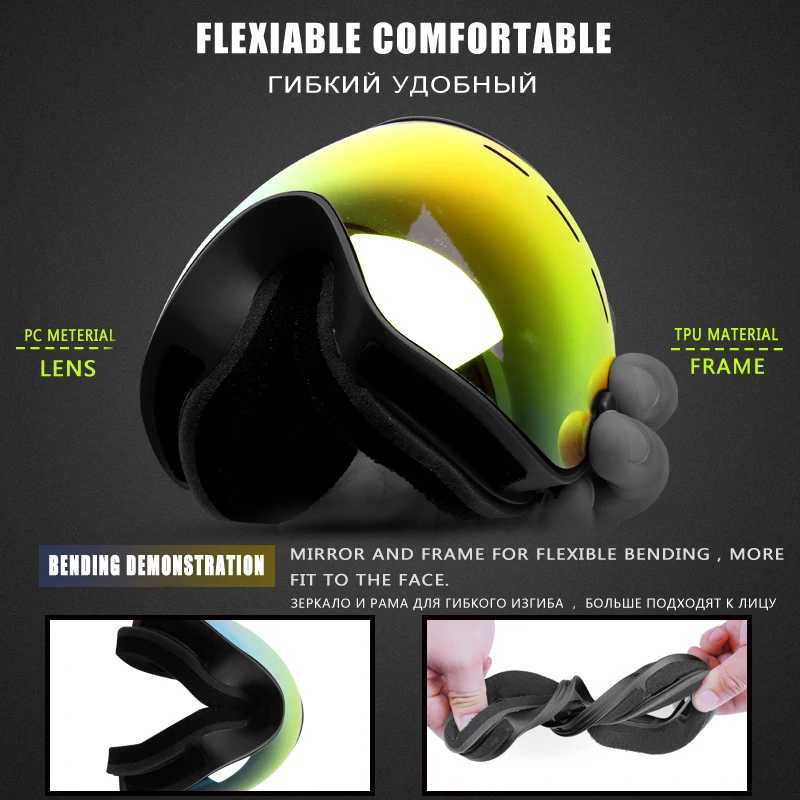 PHMAX ski goggles black gold mens ski goggles winter outdoor snow HD PC UV400 double-layer anti fog ski goggles CL241010