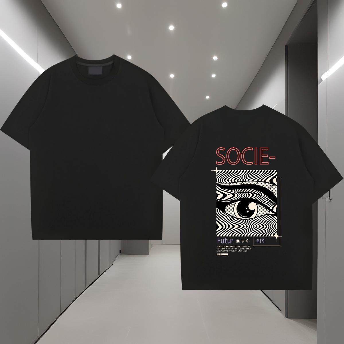 Popular Men T Shirts 100% Cotton 230g eyes Hip Hop Custom Print Oversized O Neck Short Sleeves Men Tshirts 2024 New Tees