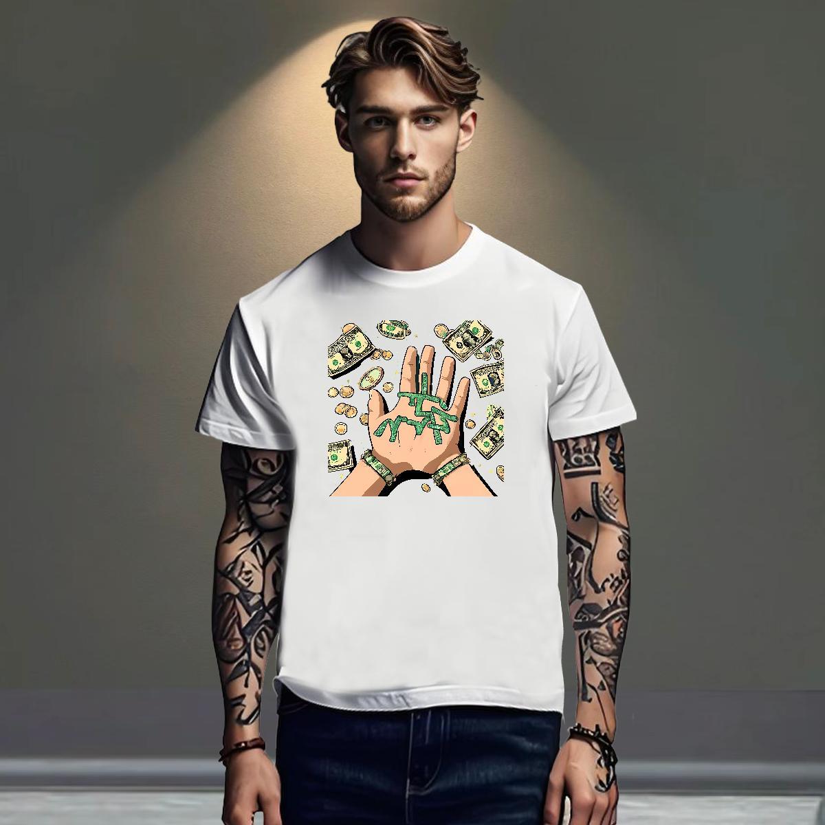 Comfortable T-Shirts 230g 100% Cotton dollar Hip Hop Street Cartoon Printing M-4XL Breathable Mens Tshirts New Arrival Tees Shirts