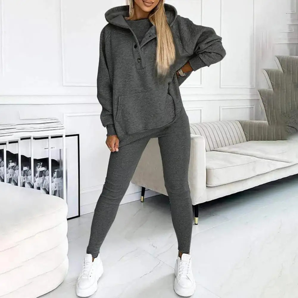 Long sleeved hooded sweatshirt set for women jogger track spring comfortable sportswear 241007
