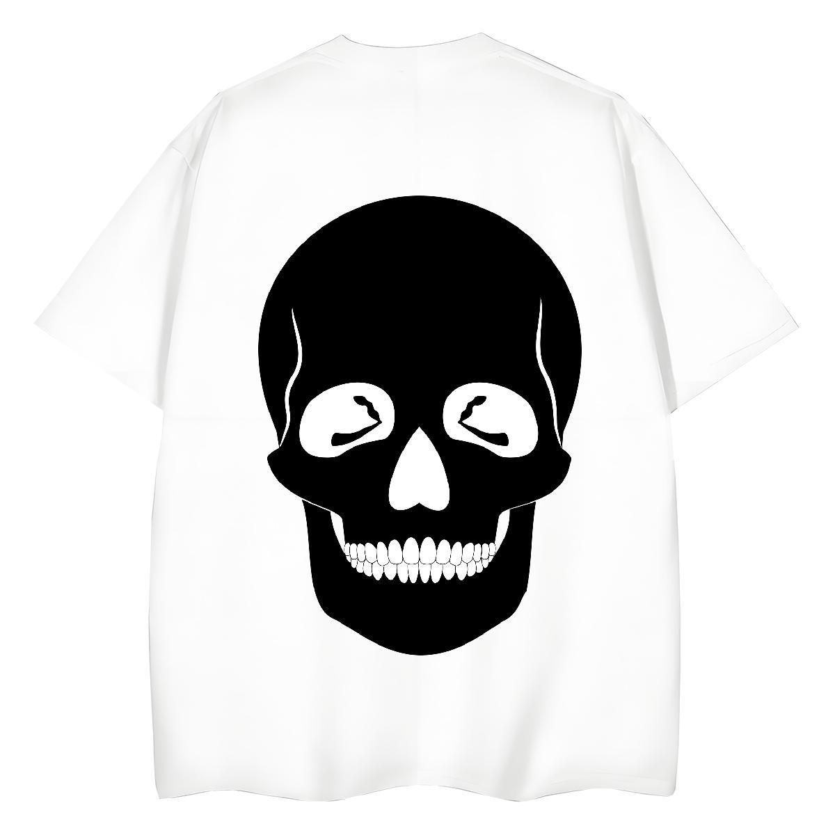2024 Casual T Shirt For Woman 100% Cotton 230g Crew Neck Breathable Street skull Couples T Shirts Soft DIY Anime Top Shirts