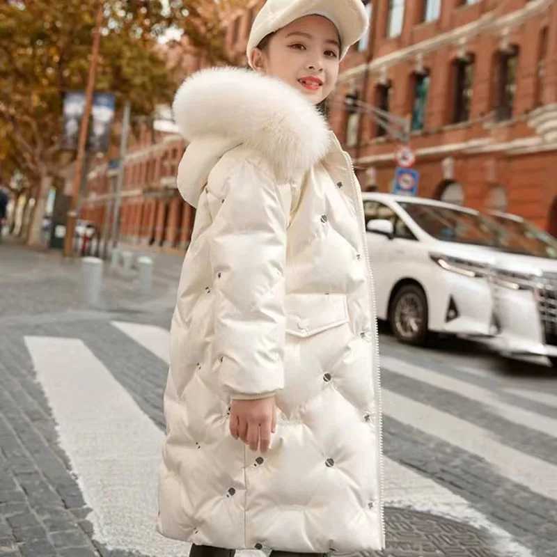Down Coat 2024 Korean Autumn Winter Girls Parkas Waterproof Shiny Long Jacket Set for 5-14 Year Teenage Girls H241010