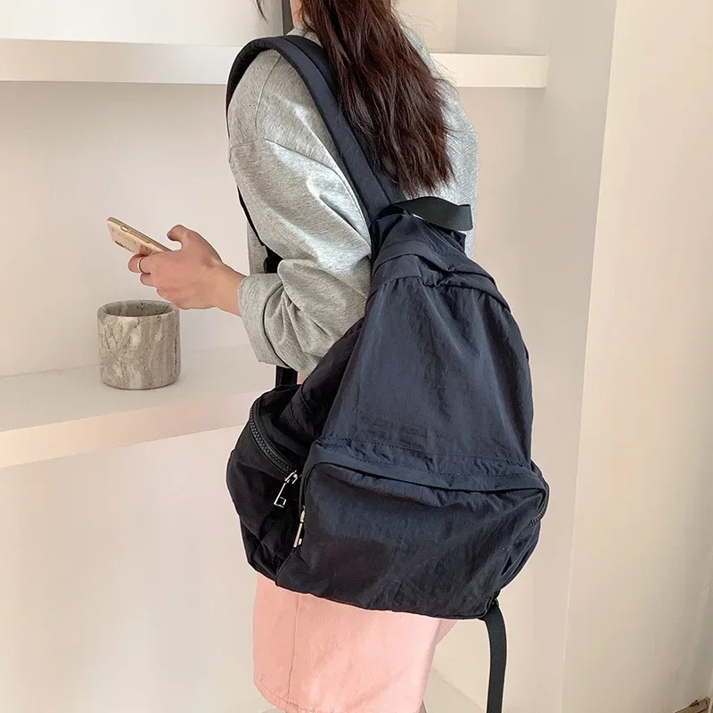 Vintage Multi Pocket Mochila Nylon Canvas Mujer Large Capacity Backpack Travel Bolsa Casual Zipper Bag 241008