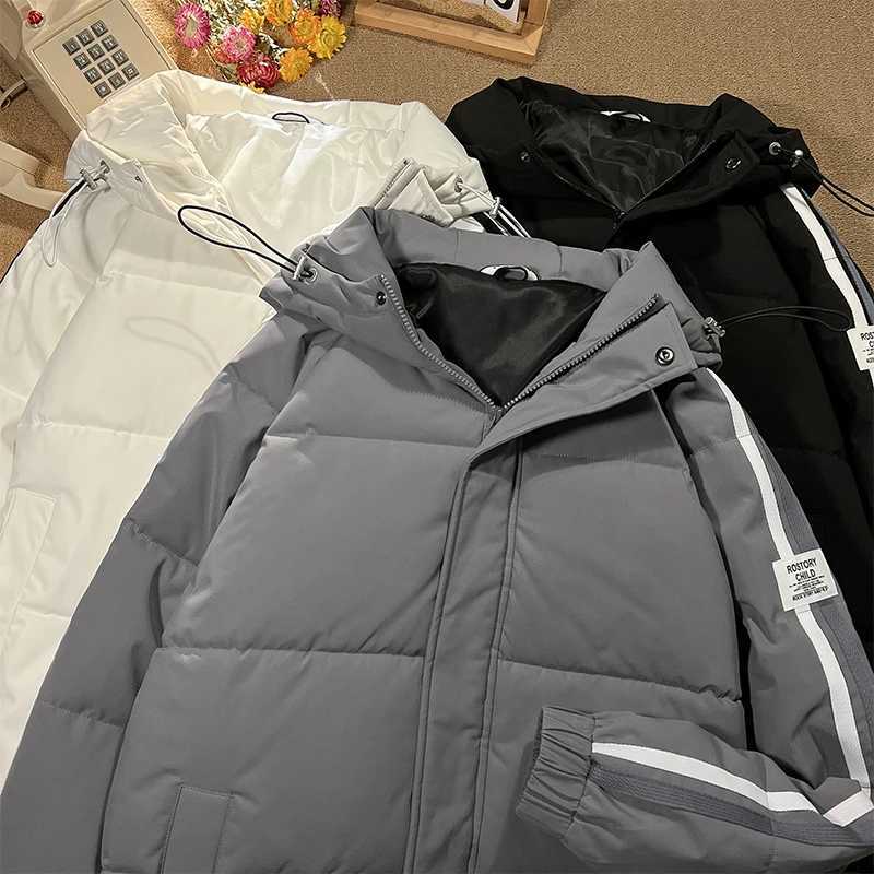 Men's Down Parkas Coat for Men for the Winter Outdoor Waterproof Ski Jacket Harajuku Fashion Worn Hooded Bubble Coat Hooded Puffer Jacket for Men