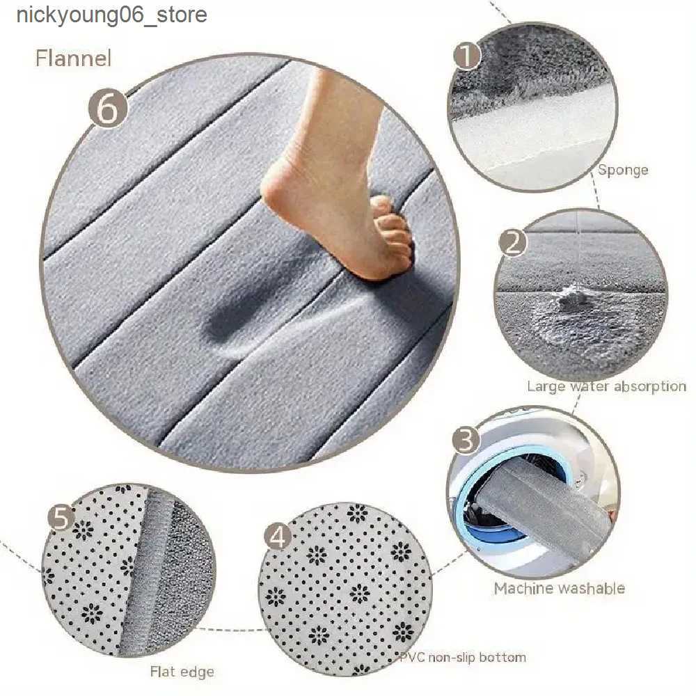 Non-Slip Bath Mats 3 Pcs Bathroom Rug Set Soft Foot Mat Absorbent Memory Foam Dry Fast Non-slip Floor Kitchen Shower Room Doormat Toilet Floor Mat L24