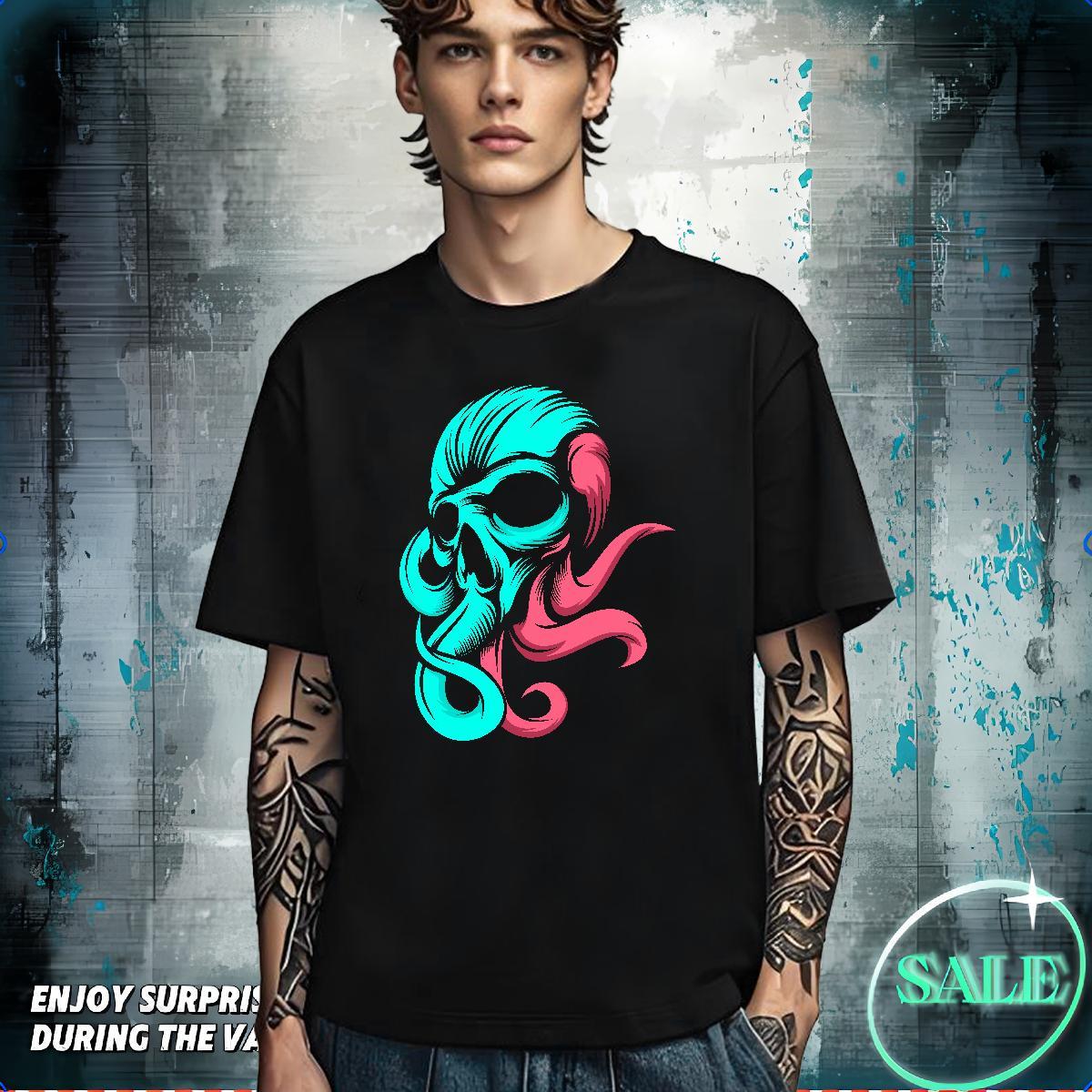 Unisex Man T Shirts 100% Cotton 230g skull Hip Hop Street Oversized 4XL O Neck Short Sleeves Men Tees Fashion Tops