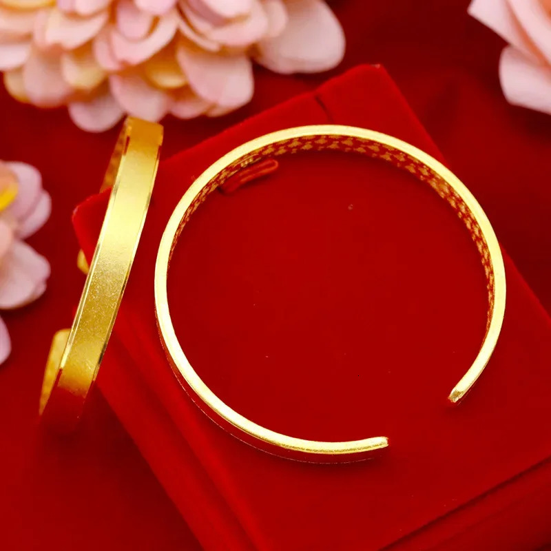 9999 genuine gold 24K frosted open bracelet 240929