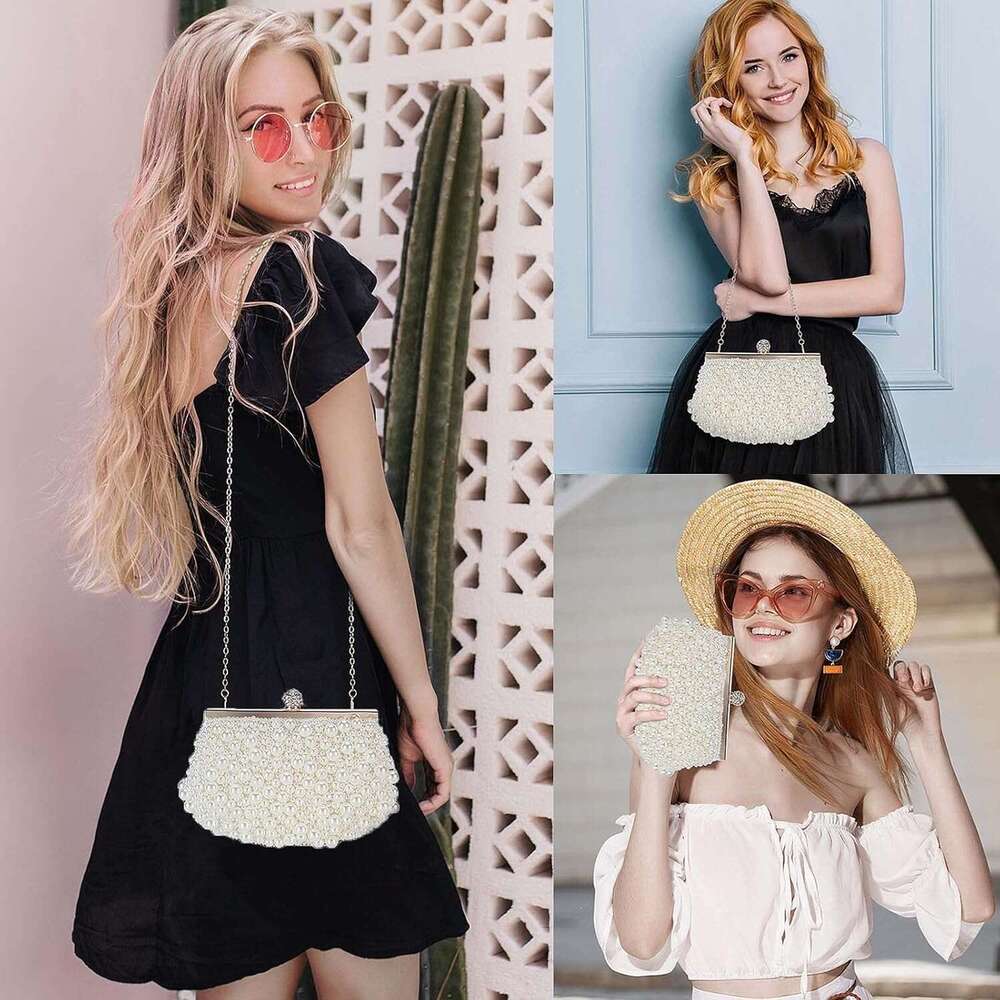 Pearl Cutch Purses for Women Evening Bags Formal Beaded Wedding Bridal Purse Ladies Prom tail Party Handbag