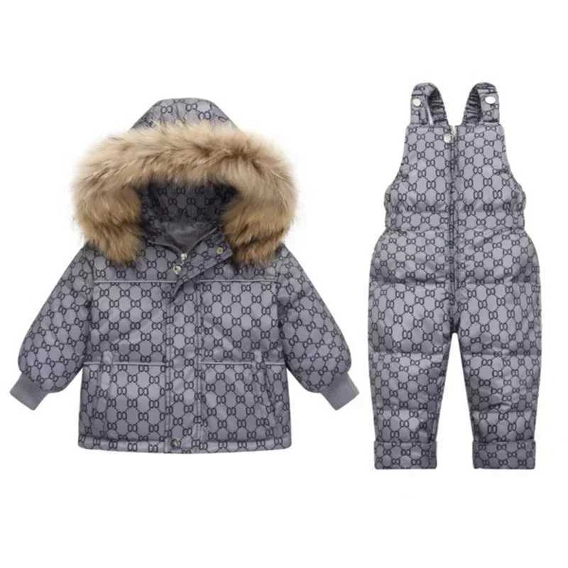 Down Coat Childrens Down Jacket Set -30 C Winter Girls Duck Down Jacket+Overalls Warm Set Childrens Boys Coat H241010
