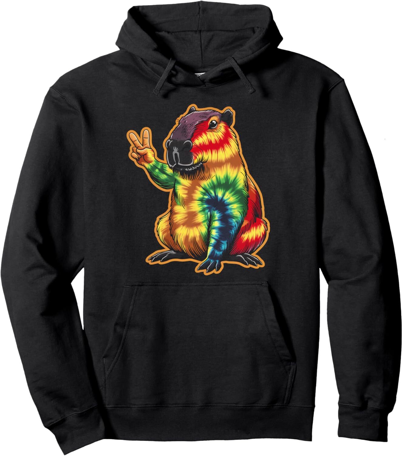Hoodie for Mens Womens Capybara Rodent Animal Tie Dye Peace Sign Gifts Pullover Hoodie Graphic Hoodies sweatshirt Pullover Long Sleeve