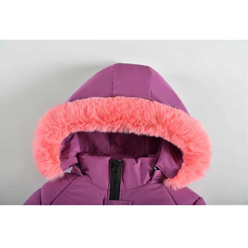 Down Coat Winter girls with velvet warm jackets childrens hooded thick down jackets fashionable girls long park clothing for ages 4-12 H241010
