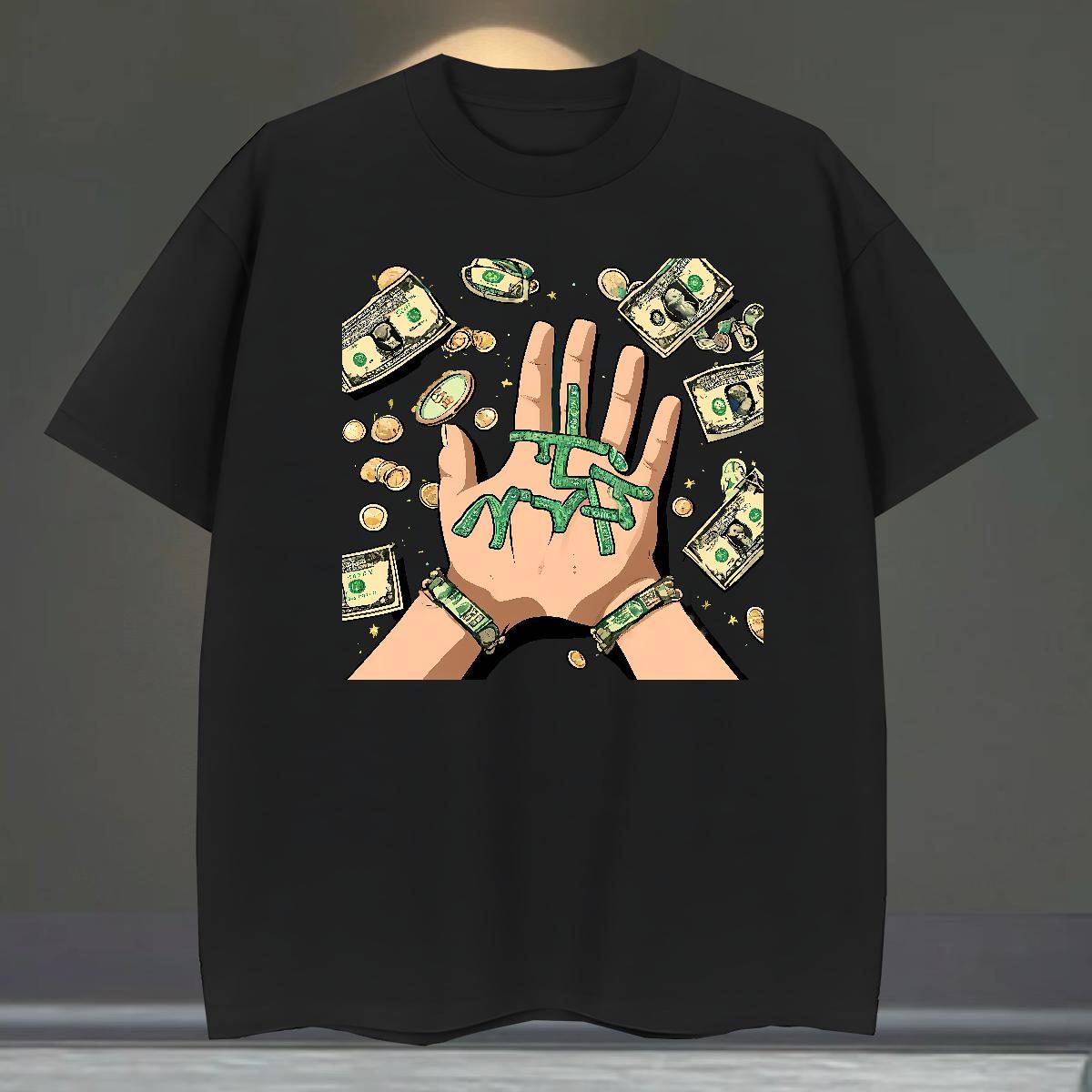 Comfortable T-Shirts 230g 100% Cotton dollar Hip Hop Street Cartoon Printing M-4XL Breathable Mens Tshirts New Arrival Tees Shirts