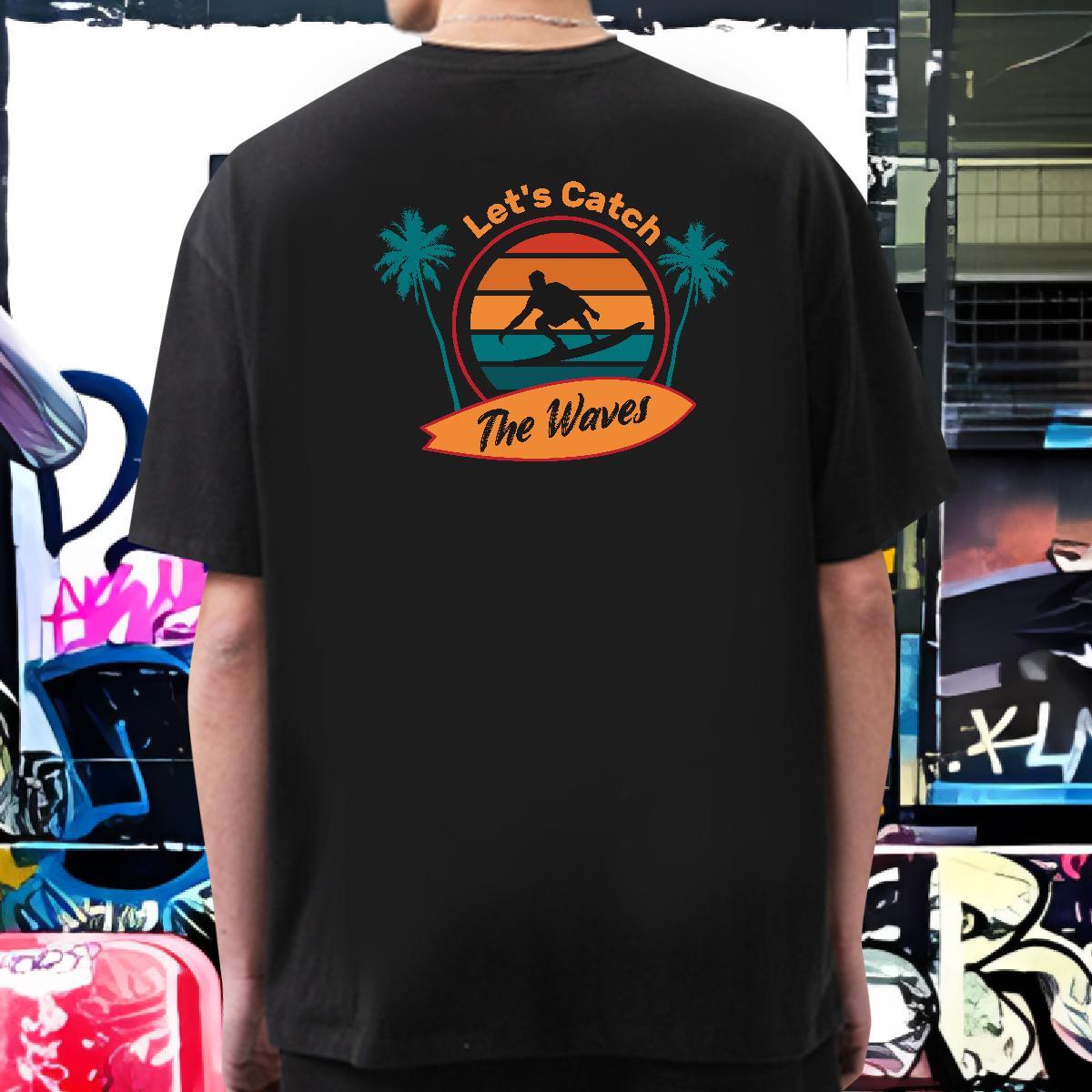 Brand T-Shirts for Men 230g Cotton beach Casual Beach Anime Print Short Sleeve Soft Mens Tshirts Fashion Casual Tee Shirt