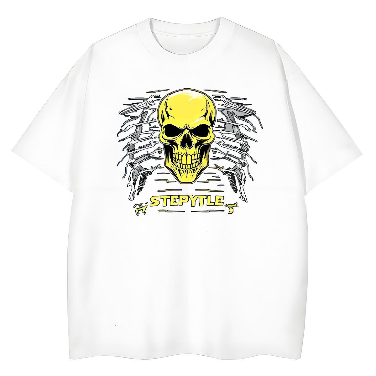 Fashion T-Shirts 230g 100% Cotton Breathable Soft Hip Hop skull Woman Tshirt Female DIY Anime Clothes