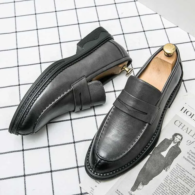 Premium Sier Business Mens Oxford Leather Brand Loafers Slip On High Quality Wedding Soft Sole Dress Shoes H240709 241122