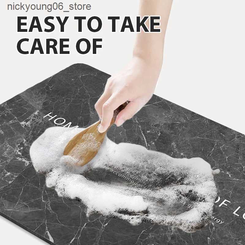 Non-Slip Bath Mats Diatomite Leaf Bath Mat Foot Mat Non-slip Bathroom Rug Absorbent Bath Carpet Quick Drying Shower Toilet Bathtub Doormat Washable L2