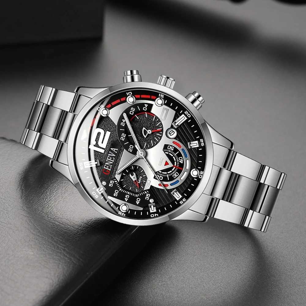 New Hot Watches Fashion Men Stainless Steel Watch Luxury Calendar Quartz Wristwatch Business Watches Man Clock Relogio MasculinoX24