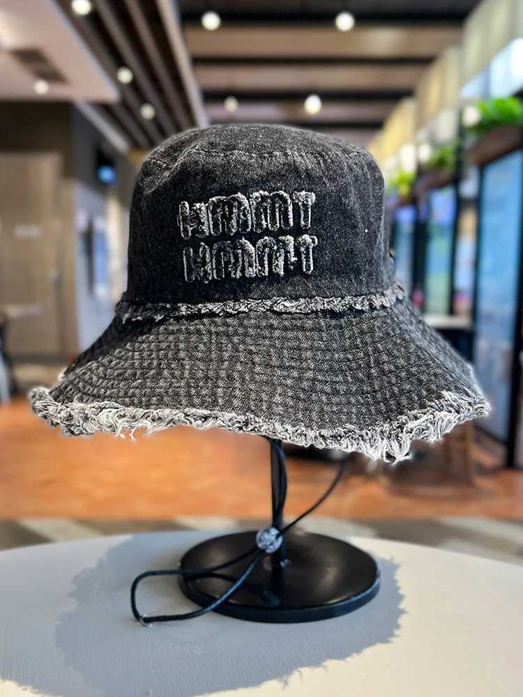 Wide Brim Hats Bucket A worn-out letter washed Jean fisherman hat womens spring summer outdoor sun Alpine mens H241010