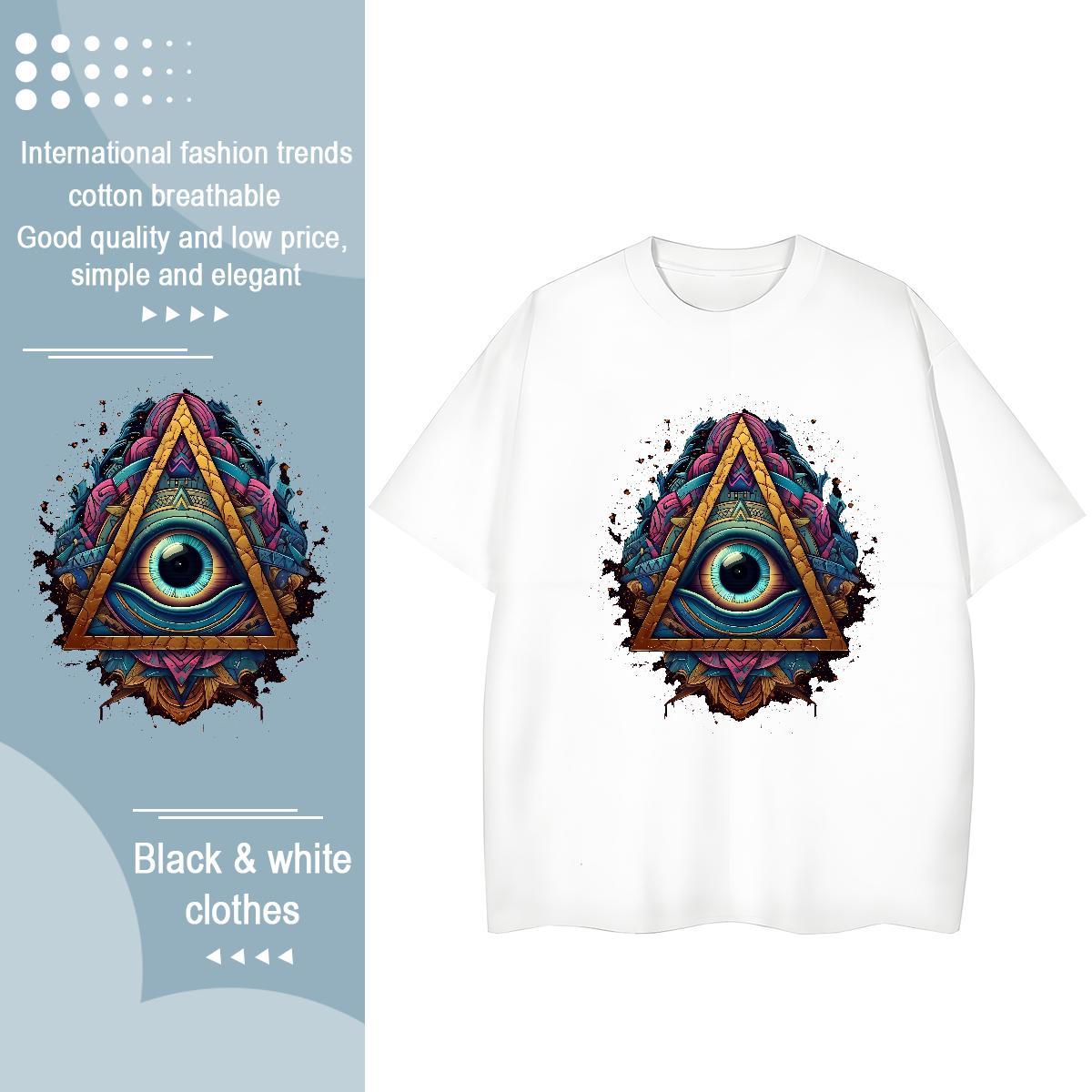 Fashion Casual T Shirts Women 230g Cotton Short Sleeve O-Neck Outdoor eye of the devil Tshirt for Man Woman Designer Nice Plus Size Custom Tee Shirt