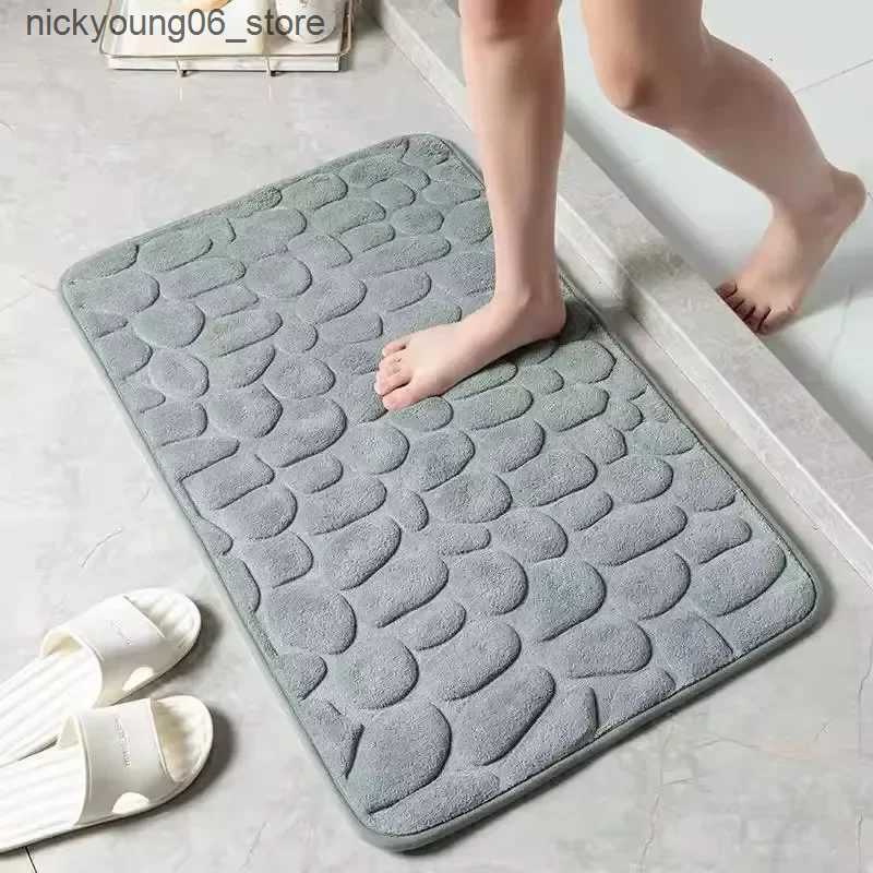 Non-Slip Bath Mats Cobblestone Emed Absorbent Bath Mat Thicken Non-slip Mat Damp-proof Soft Foot Pad Shower Room Doormat Memory Foam Pad L240910