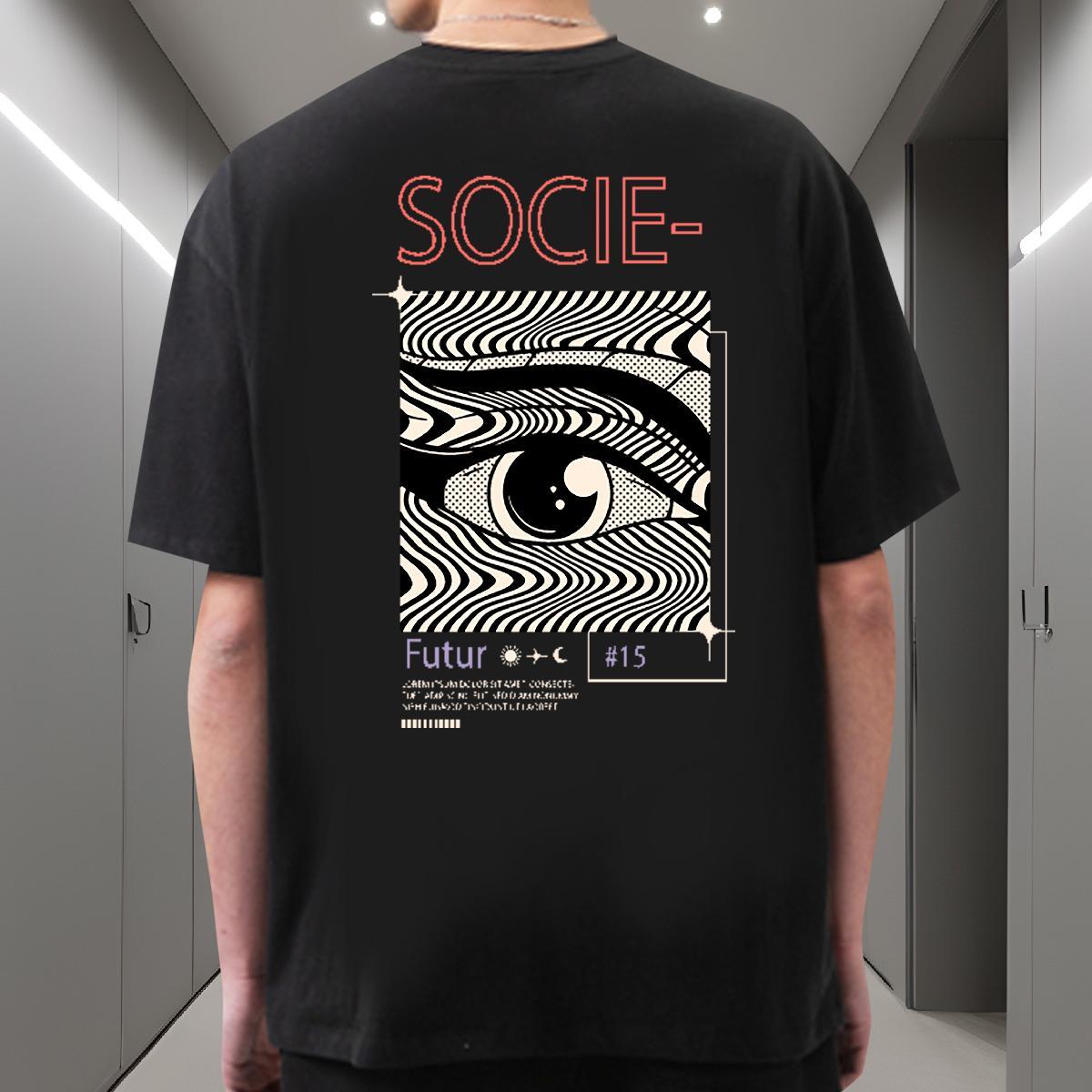 Popular Men T Shirts 100% Cotton 230g eyes Hip Hop Custom Print Oversized O Neck Short Sleeves Men Tshirts 2024 New Tees