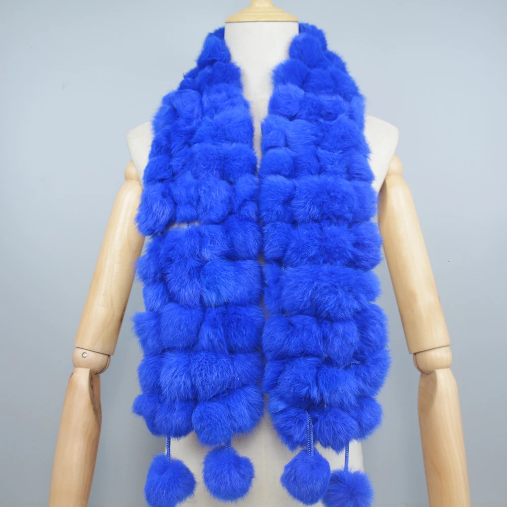 2024 Winter Women Genuine Fur Scarf Real Rex Rabbit fur Balls Scarves Russian Cute Female Fashion Warm Fur Scarf Colourful 241009