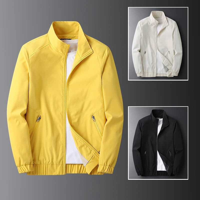 Yellow Zipper Jacket Coats Mens Windproof Jacket Spring Korean Hip Hop Mens Casual T-shirt Trendy Black College Jacket Boys Z241010