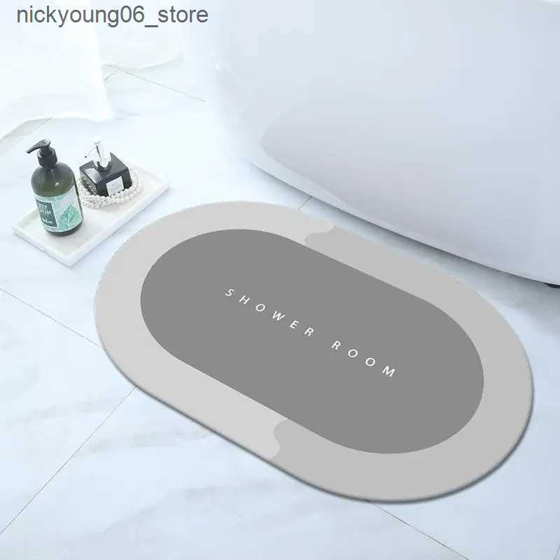 Non-Slip Bath Mats Super Absorbent Shower Bath Mat Bathroom Anti-Slip Carpet Rug Simple Kitchen Entrance Soft Door Bathtub Side Bath Mat Home Decor L2