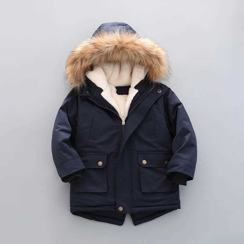 Down Coat 3 4 5 6 7 8 Winter Boys Jacket Windproof Machine to Keep Warm Thick Fur Collar Girls Coat Hooded Childrens Coat H241010